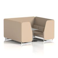 Brixworth 6 Seater Booth With White Legs And Grey Table With Silver Leg In Synergy Fabric - Affix Panels And Sofa