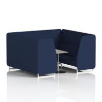 Brixworth 6 Seater Booth With White Legs And Grey Table With Silver Leg In Synergy Fabric - Alike Panels And Sofa