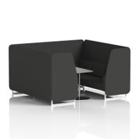 Brixworth 6 Seater Booth With White Legs And Grey Table With Silver Leg In Synergy Fabric - Mix Panels And Sofa