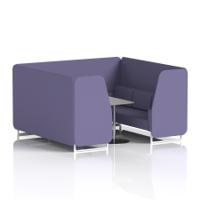 Brixworth 6 Seater Booth With White Legs And Grey Table With Silver Leg In Synergy Fabric - Order Panels And Sofa