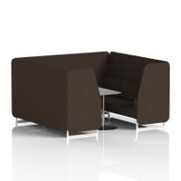 Brixworth 6 Seater Booth With White Legs And Grey Table With Silver Leg In Synergy Fabric - Wed Panels And Sofa