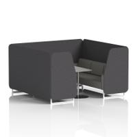 Brixworth 6 Seater Booth With White Legs And Grey Table With Silver Leg In X2 Fabric - Arithmetic Panels And Number Sofa
