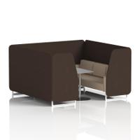 Brixworth 6 Seater Booth With White Legs And Grey Table With Silver Leg In Synergy Fabric - Wed Panels And Affix Sofa