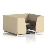 Brixworth 6 Seater Booth With White Legs And Grey Table With Silver Leg In Sumi Fabric - Zen Panels And Osaka Sofa