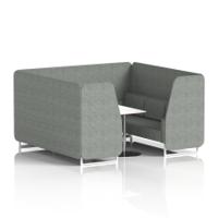 Brixworth 6 Seater Booth With White Legs And White Table With Silver Leg In Rivet Fabric - Prime Panels And Sofa