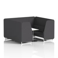 Brixworth 6 Seater Booth With White Legs And White Table With Silver Leg In X2 Fabric - Arithmetic Panels And Sofa