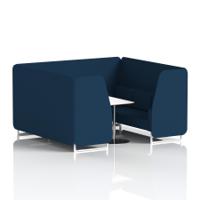 Brixworth 6 Seater Booth With White Legs And White Table With Silver Leg In X2 Fabric - Calculus Panels And Sofa