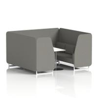 Brixworth 6 Seater Booth With White Legs And White Table With Silver Leg In X2 Fabric - Number Panels And Sofa