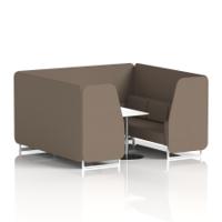 Brixworth 6 Seater Booth With White Legs And White Table With Silver Leg In X2 Fabric - Theory Panels And Sofa