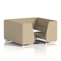 Brixworth 6 Seater Booth With White Legs And White Table With Silver Leg In Main Line Flax Fabric - Upminster Panels And Sofa