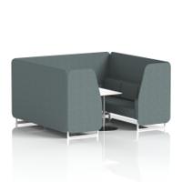 Brixworth 6 Seater Booth With White Legs And White Table With Silver Leg In Main Line Flax Fabric - Westminster Panels And Sofa