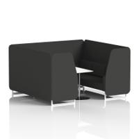 Brixworth 6 Seater Booth With White Legs And White Table With Silver Leg In Synergy Fabric - Mix Panels And Sofa