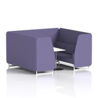 Brixworth 6 Seater Booth With White Legs And White Table With Silver Leg In Synergy Fabric - Order Panels And Sofa