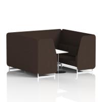 Brixworth 6 Seater Booth With White Legs And White Table With Silver Leg In Synergy Fabric - Wed Panels And Sofa