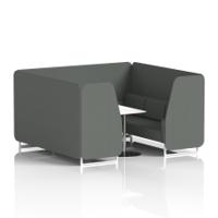 Brixworth 6 Seater Booth With White Legs And White Table With Silver Leg In Sumi Fabric - Kobe Panels And Sofa