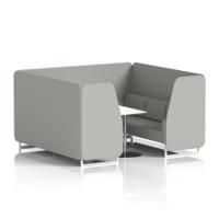 Brixworth 6 Seater Booth With White Legs And White Table With Silver Leg In Sumi Fabric - Tokyo Panels And Sofa