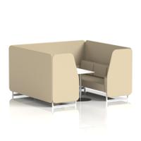 Brixworth 6 Seater Booth With White Legs And White Table With Silver Leg In Sumi Fabric - Zen Panels And Sofa