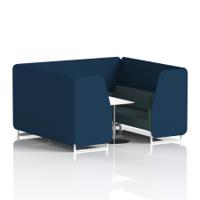 Brixworth 6 Seater Booth With White Legs And White Table With Silver Leg In X2 Fabric - Calculus Panels And Polygon Sofa