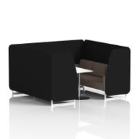 Brixworth 6 Seater Booth With White Legs And White Table With Silver Leg In X2 Fabric - Diameter Panels And Theory Sofa