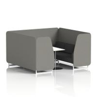 Brixworth 6 Seater Booth With White Legs And White Table With Silver Leg In X2 Fabric - Number Panels And Arithmetic Sofa