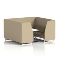 Brixworth 6 Seater Booth With White Legs And White Table With Silver Leg In Main Line Flax Fabric - Upminster Panels And Bank Sofa