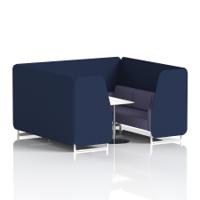 Brixworth 6 Seater Booth With White Legs And White Table With Silver Leg In Synergy Fabric - Alike Panels And Order Sofa