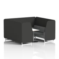 Brixworth 6 Seater Booth With White Legs And White Table With Silver Leg In Synergy Fabric - Mix Panels And Partner Sofa