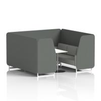 Brixworth 6 Seater Booth With White Legs And White Table With Silver Leg In Sumi Fabric - Kobe Panels And Tokyo Sofa
