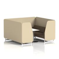 Brixworth 6 Seater Booth With White Legs And White Table With Silver Leg In Sumi Fabric - Zen Panels And Osaka Sofa