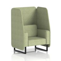 Brixworth 1 Seater Open Booth With Black Legs In Rivet Fabric - Burnish Panels And Sofa