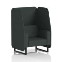 Brixworth 1 Seater Open Booth With Black Legs In Rivet Fabric - Charcoal Panels And Sofa