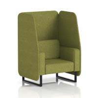 Brixworth 1 Seater Open Booth With Black Legs In Rivet Fabric - Olive Panels And Sofa
