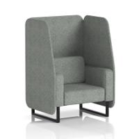 Brixworth 1 Seater Open Booth With Black Legs In Rivet Fabric - Prime Panels And Sofa