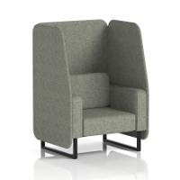 Brixworth 1 Seater Open Booth With Black Legs In Rivet Fabric - Vitreous Panels And Sofa