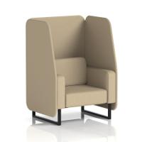 Brixworth 1 Seater Open Booth With Black Legs In Main Line Flax Fabric - Upminster Panels And Sofa