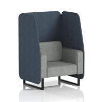 Brixworth 1 Seater Open Booth With Black Legs In Rivet Fabric - Crucible Panels And Prime Sofa