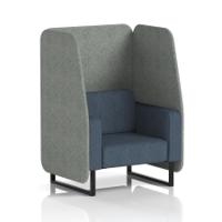 Brixworth 1 Seater Open Booth With Black Legs In Rivet Fabric - Prime Panels And Crucible Sofa