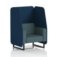 Brixworth 1 Seater Open Booth With Black Legs In X2 Fabric - Calculus Panels And Polygon Sofa