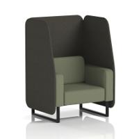 Brixworth 1 Seater Open Booth With Black Legs In Main Line Flax Fabric - Temple Panels And Monument Sofa