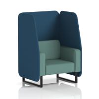 Brixworth 1 Seater Open Booth With Black Legs In Sumi Fabric - Uto Panels And Handa Sofa