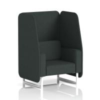 Brixworth 1 Seater Open Booth With White Legs In Rivet Fabric - Charcoal Panels And Sofa