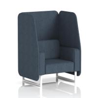 Brixworth 1 Seater Open Booth With White Legs In Rivet Fabric - Crucible Panels And Sofa