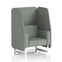 Brixworth 1 Seater Open Booth With White Legs In Rivet Fabric - Prime Panels And Sofa