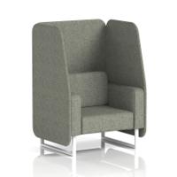 Brixworth 1 Seater Open Booth With White Legs In Rivet Fabric - Vitreous Panels And Sofa