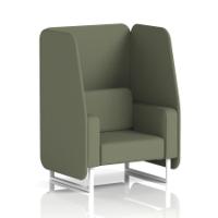 Brixworth 1 Seater Open Booth With White Legs In Main Line Flax Fabric - Monument Panels And Sofa