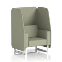 Brixworth 1 Seater Open Booth With White Legs In Main Line Flax Fabric - Newbury Panels And Sofa