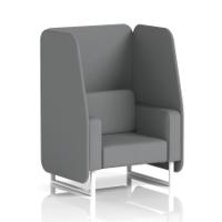Brixworth 1 Seater Open Booth With White Legs In Synergy Fabric - Partner Panels And Sofa