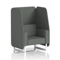 Brixworth 1 Seater Open Booth With White Legs In Sumi Fabric - Kobe Panels And Sofa