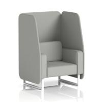 Brixworth 1 Seater Open Booth With White Legs In Sumi Fabric - Tokyo Panels And Sofa