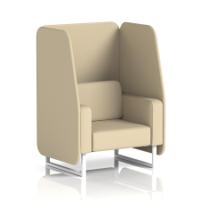 Brixworth 1 Seater Open Booth With White Legs In Sumi Fabric - Zen Panels And Sofa